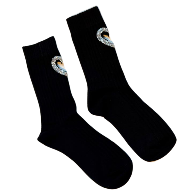 Sparkling Heart Socks - Black - Image 2