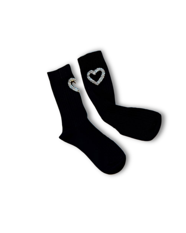 Sparkling Heart Socks - Black