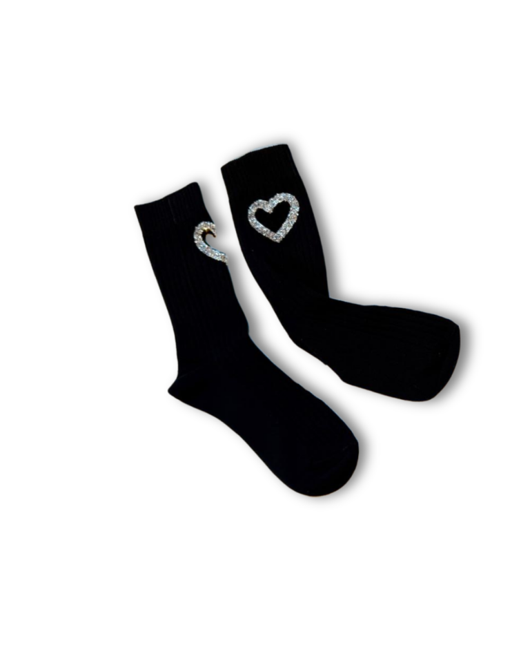 Sparkling Heart Socks - Black